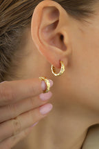 Modern Taşlı 14 Ayar Altın Küpe