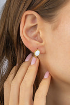 Büyük Beyaz Taşlı Altın Küpe