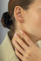 Sallantılı Yılan Altın Küpe