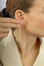 Sallantılı Yılan Altın Küpe