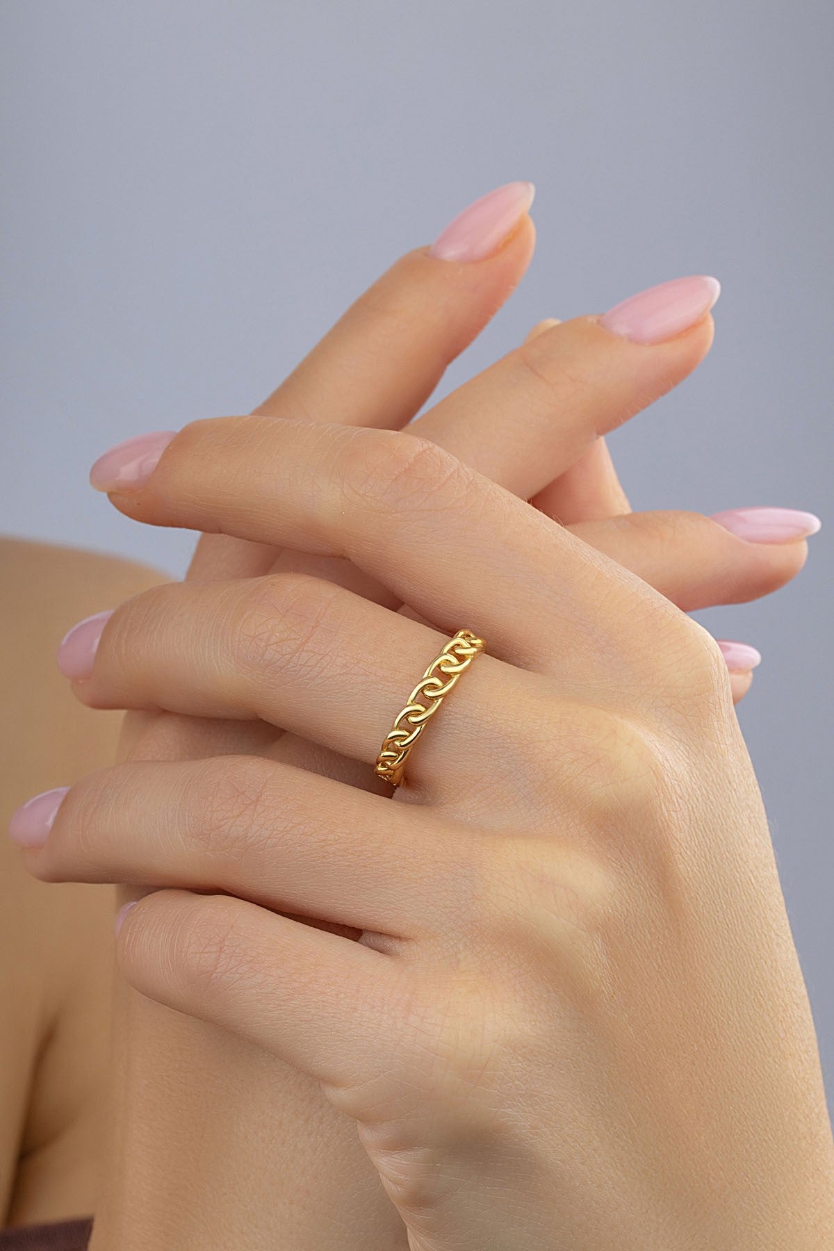 14 Ayar Zincir Altın Yüzük