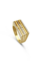 Trio Taş Kare Altın Yüzük