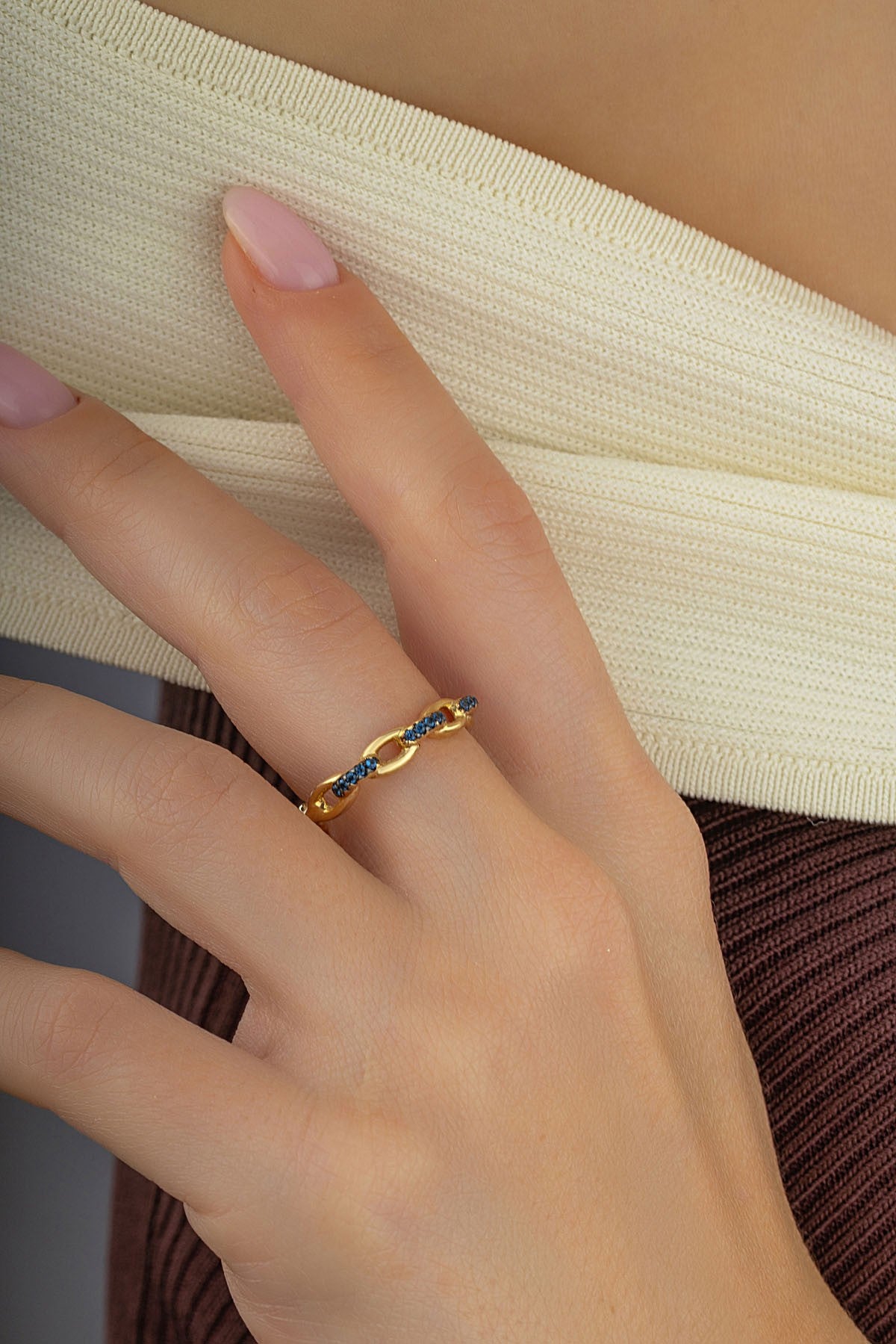 Mavi Bağ Altın Yüzük Ürün ikincil görseli