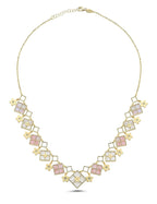 Beyaz Pembe Sedefli Dörtgen Şekilli İtalyan Altın Kolye