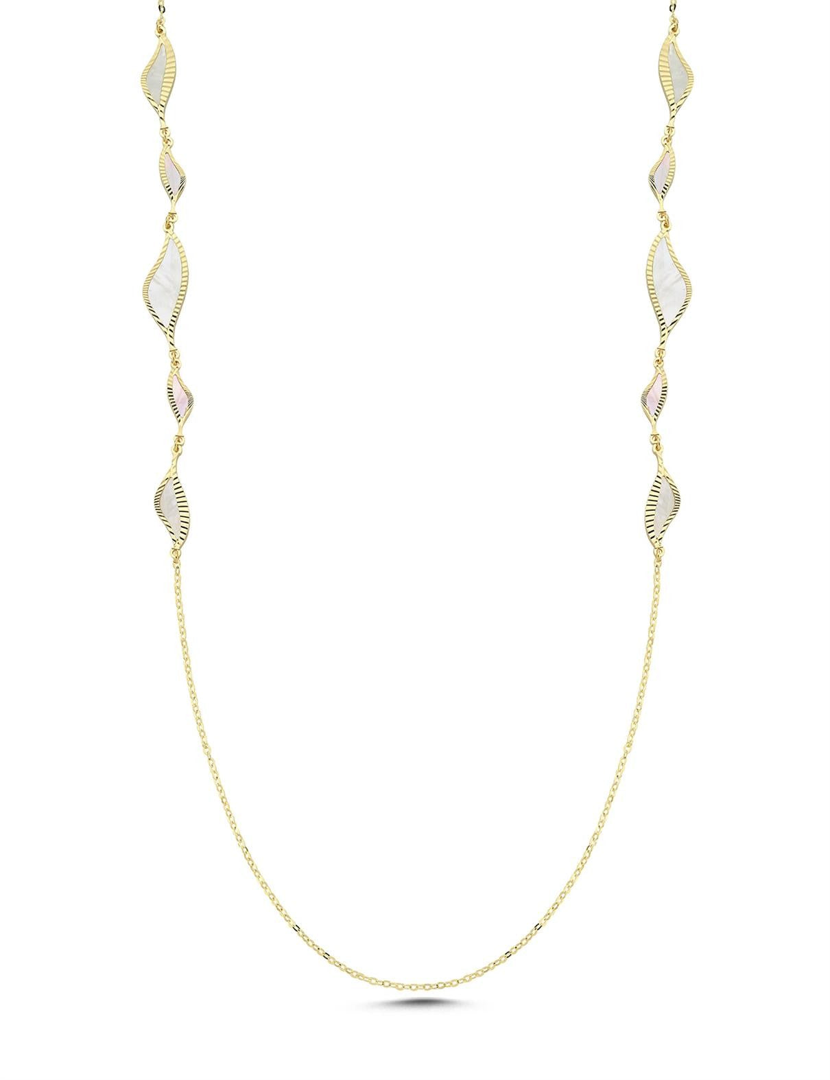 Çift Taraflı Beyaz Midye Altın Kolye