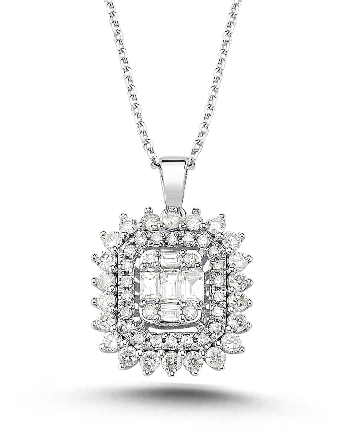 0,58 Karat Pırlantalı Baget Kolye