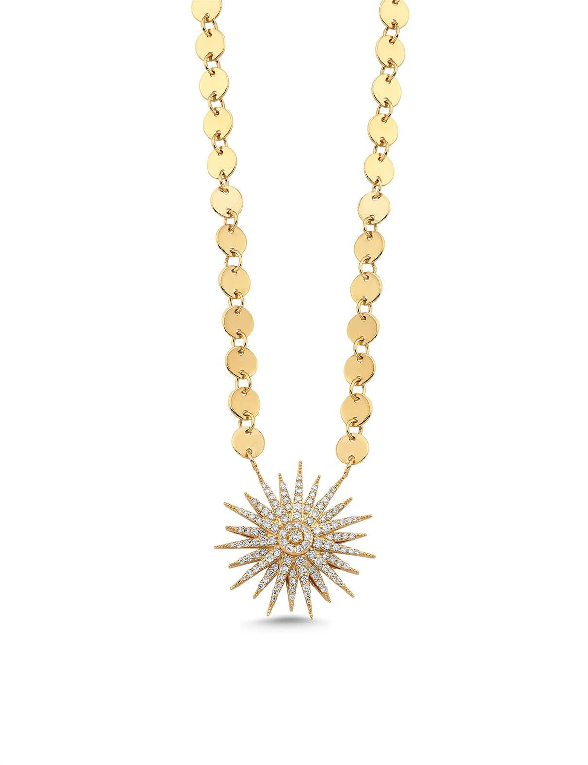 0,55 Karat Güneş Figürlü Pırlantalı Kolye