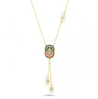 İtalyan Tasarım Taşlı Sallantalı Altın Kolye