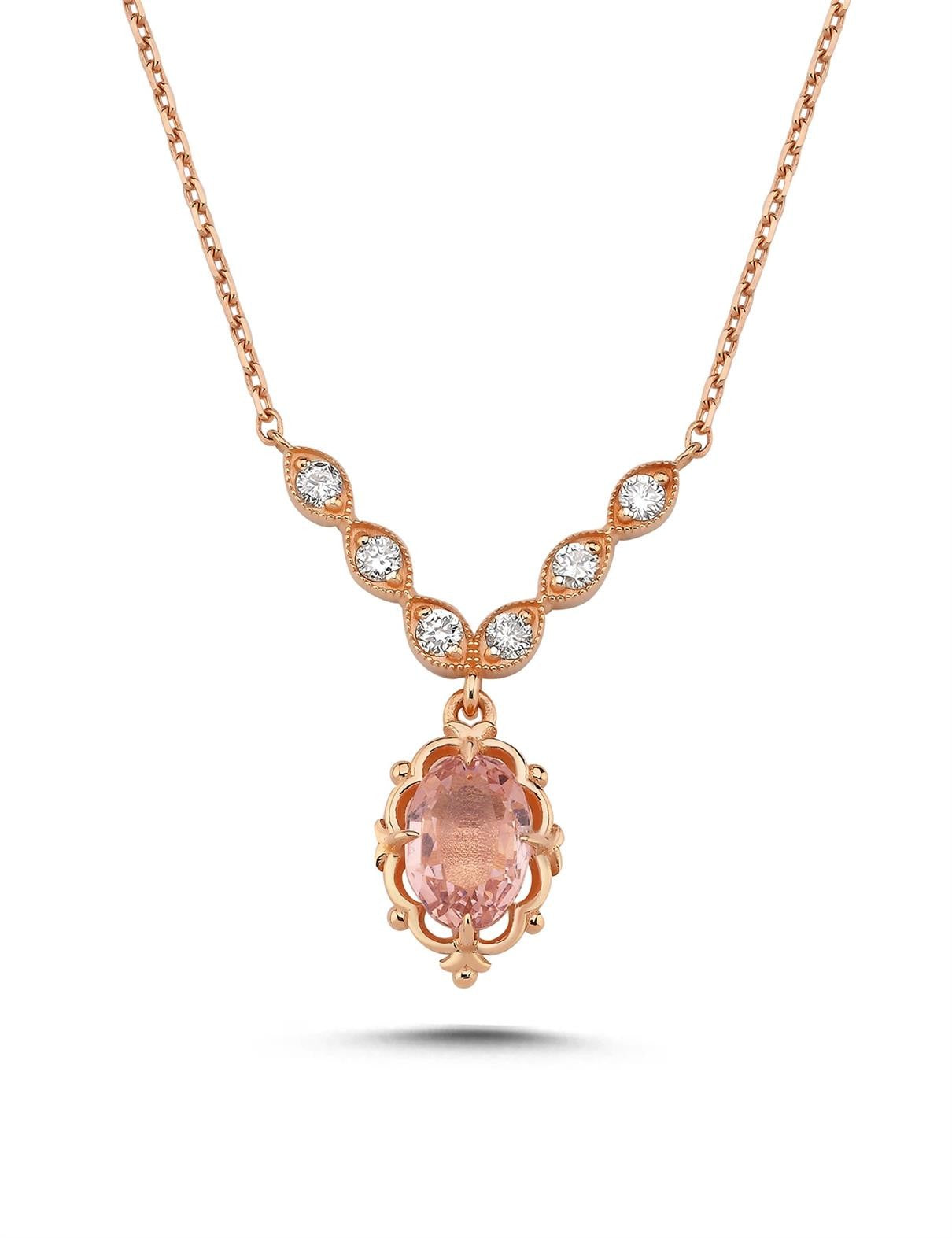 1,11 Karat Pırlantalı Morganit Kolye Ürün ana görseli