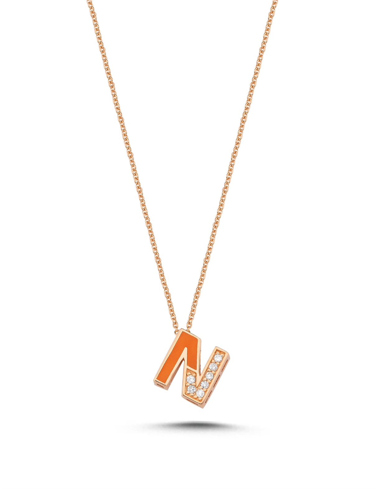0,04 Karat Pırlantalı N Harf Kolye