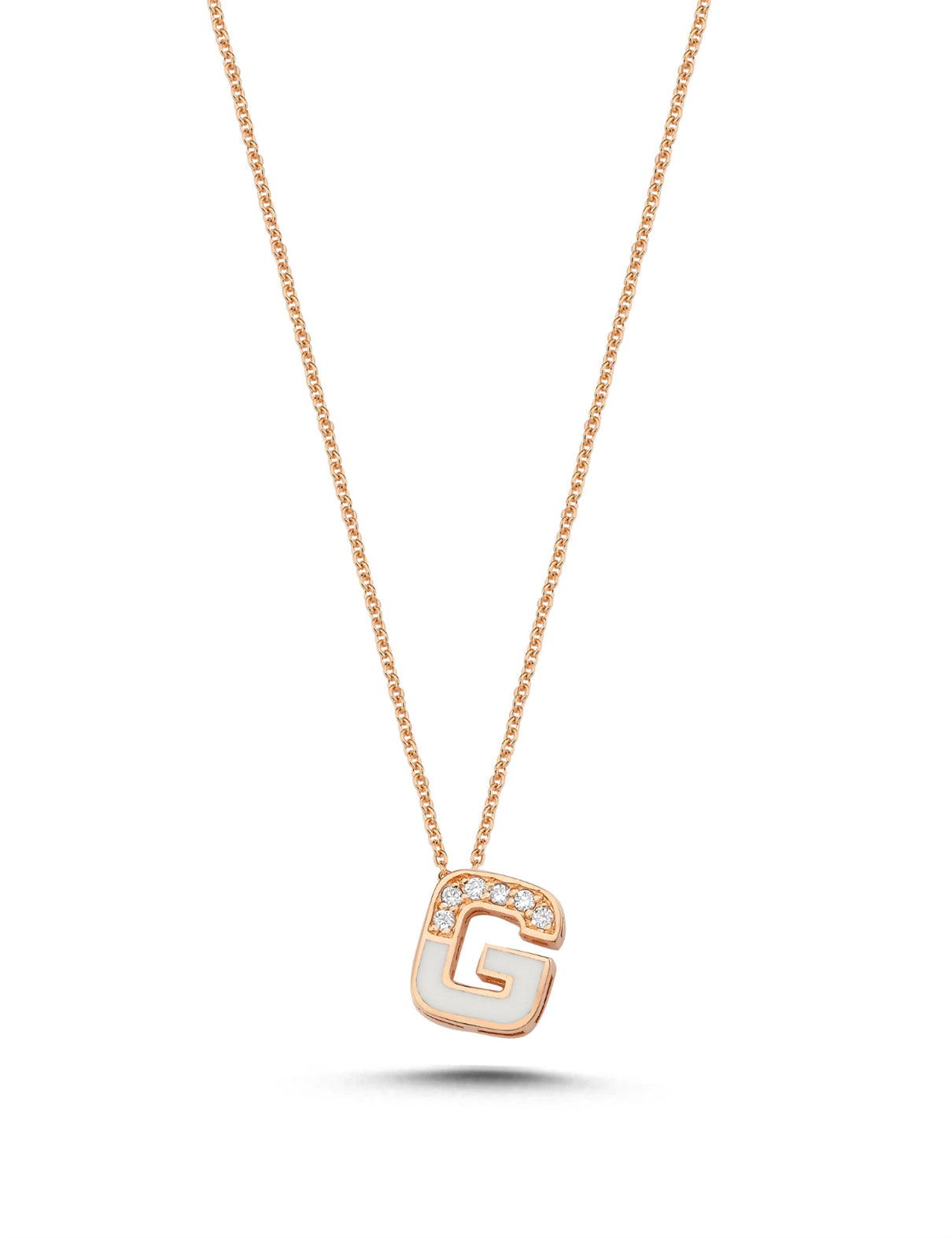 0,03 Karat Pırlantalı G Harf Kolye