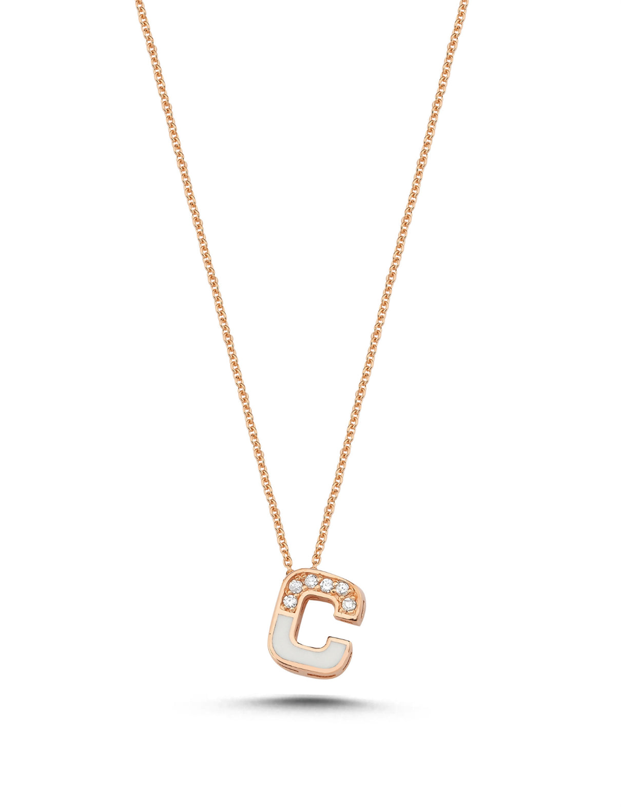 0,03 Karat Pırlantalı C Harf Kolye