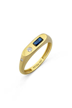 Dikdörtgen Mavi Taşlı Serçe Parmak Altın Yüzük