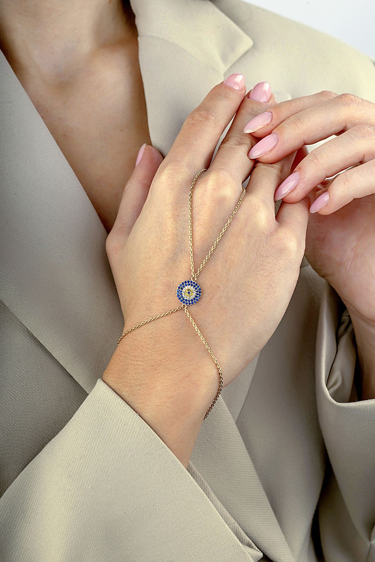 14 Ayar Nazar Boncuklu Altın Şahmeran Ürün ana görseli