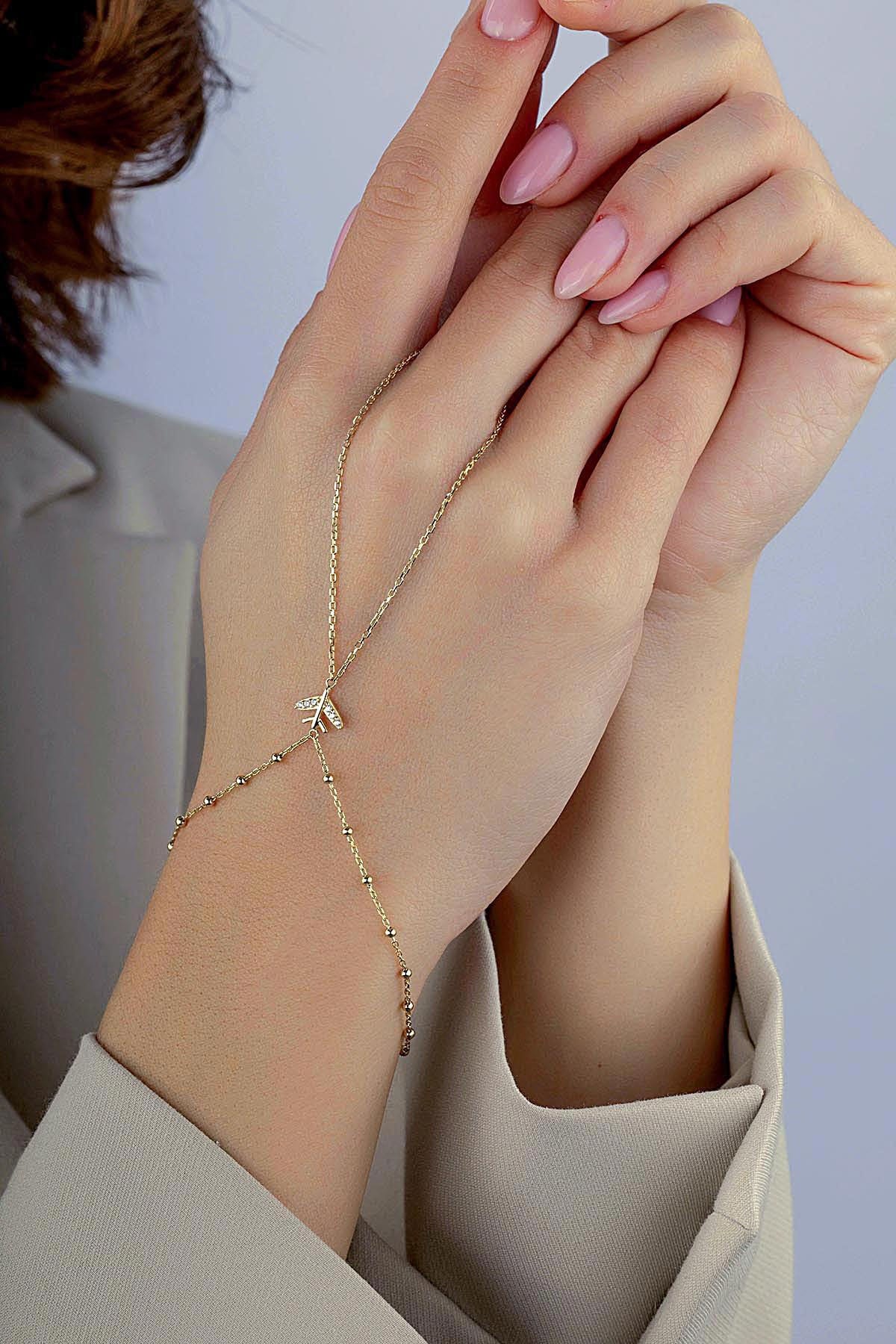 14 Ayar Taşlı Uçak Figürlü Altın Şahmeran Main image