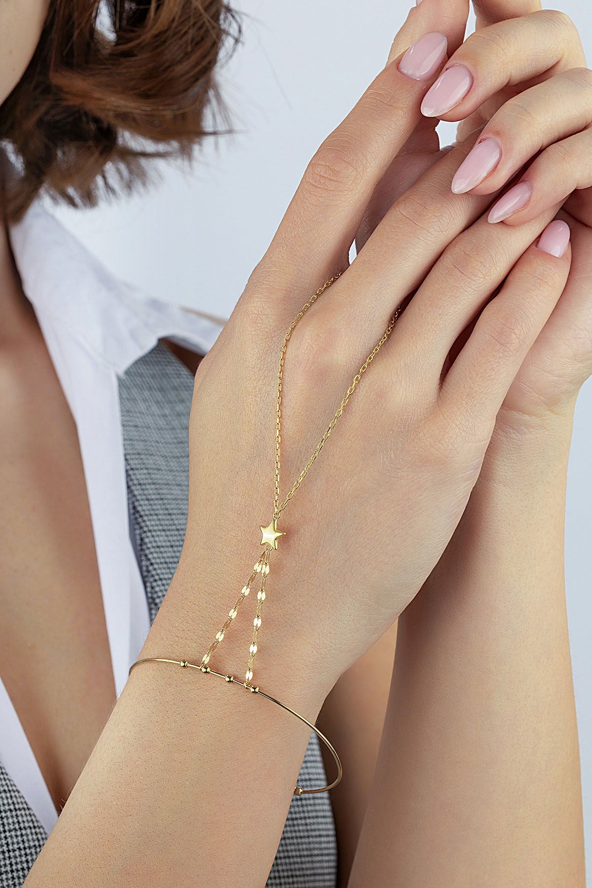 Bilezikli Boomerang Zincir Yıldızlı Altın Şahmeran Ürün ikincil görseli