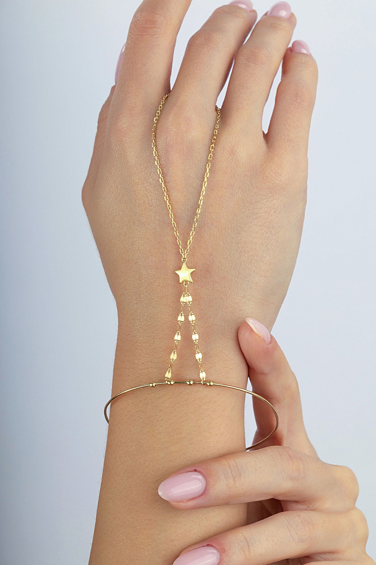 Bilezikli Boomerang Zincir Yıldızlı Altın Şahmeran