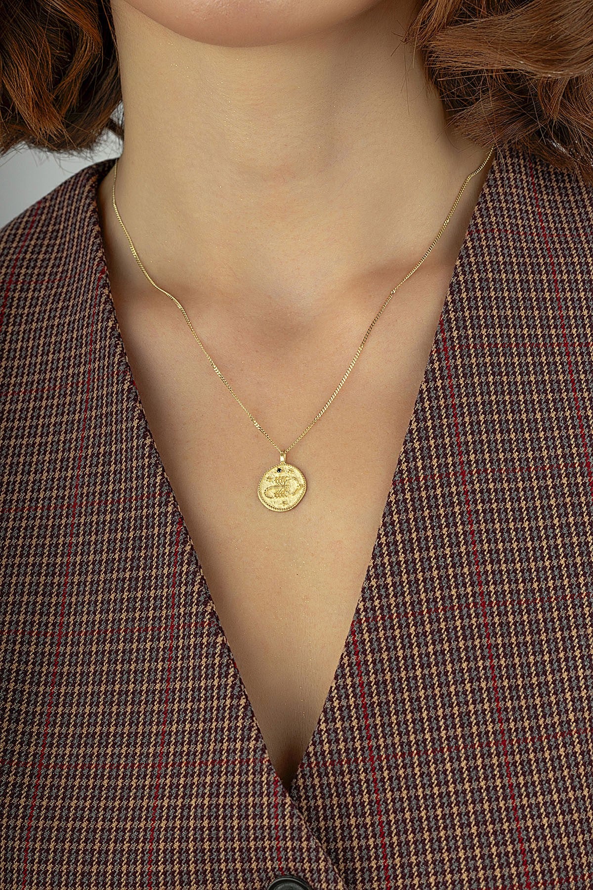 Akrep Burcu 14 Ayar Altın Kolye Ürün ikincil görseli