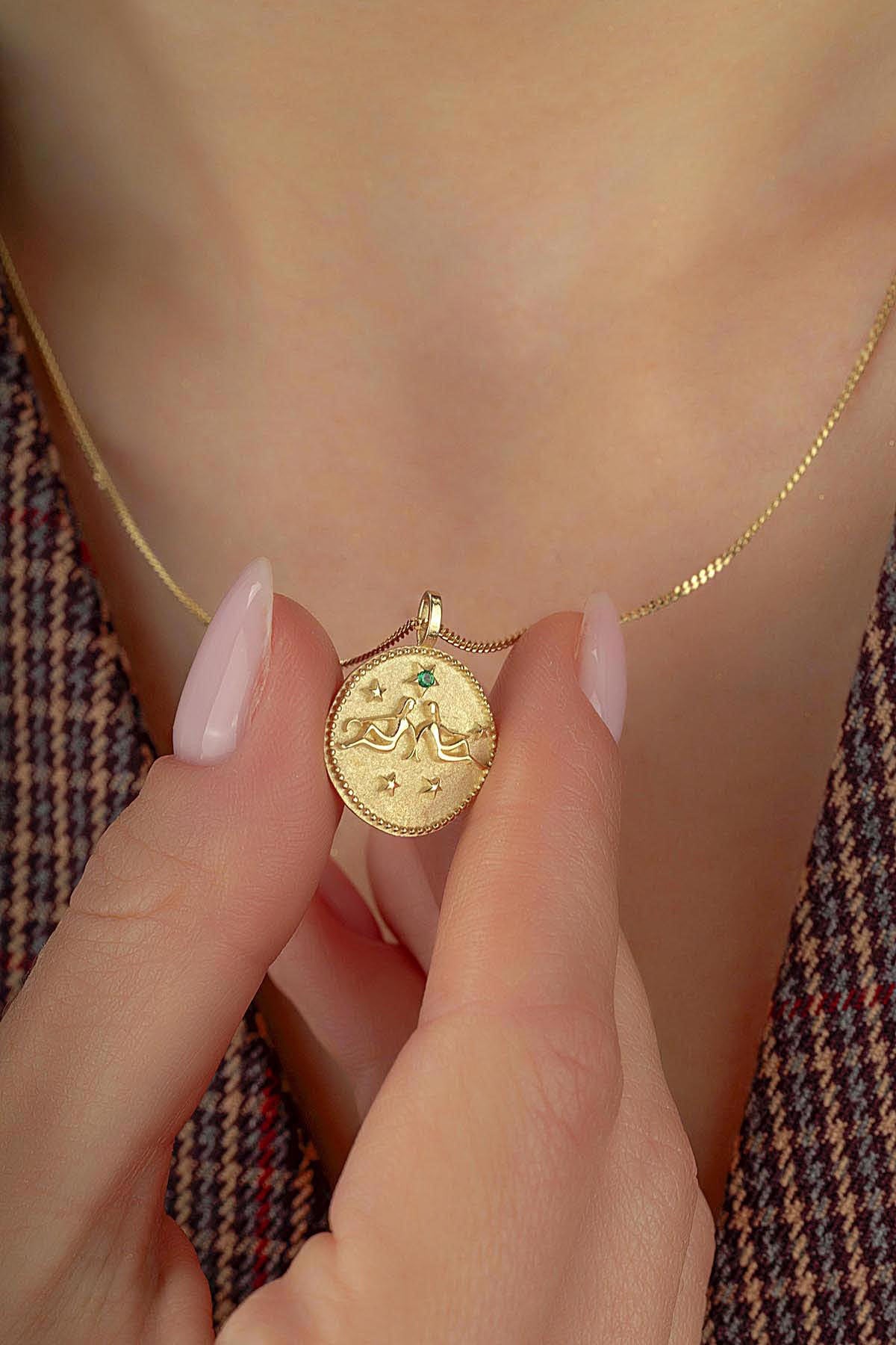 İkizler Burcu 14 Ayar Altın Kolye