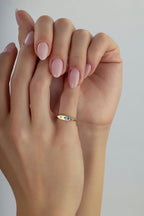 Elmas Şekilli Turkuaz Taşlı Serçe Parmak Altın Yüzük