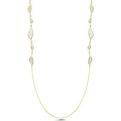 Çift Taraflı Beyaz Midye Altın Kolye