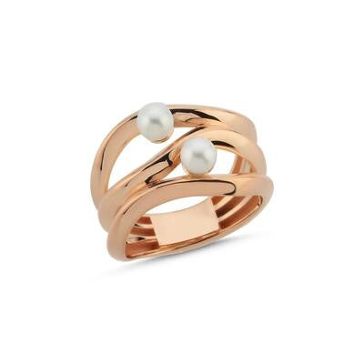 Beyaz İncili Rose Altın Yüzük