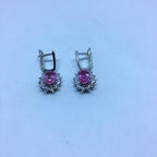 2,24 Karat Pırlantalı Pembe Topaz Küpe