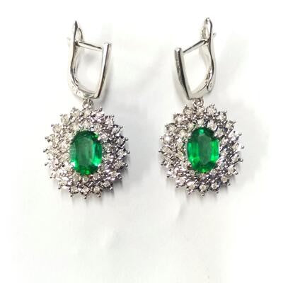 3,39 Karat Pırlantalı Mavi Topaz Küpe