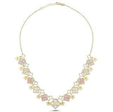 Beyaz Pembe Sedefli Dörtgen Şekilli İtalyan Altın Kolye