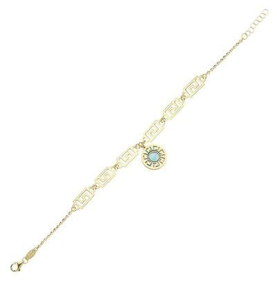 Çift Taraflı Mavi Beyaz Sedefli Altın Bileklik