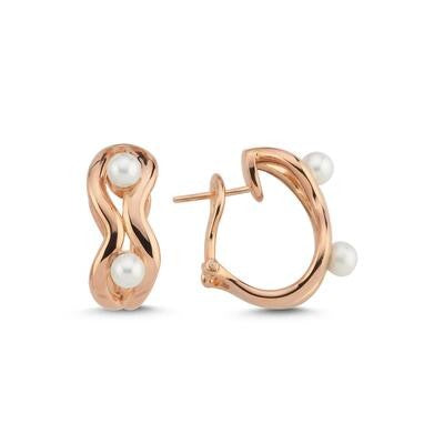 Beyaz İnci Rose Gold Altın Küpe Ürün ikincil görseli