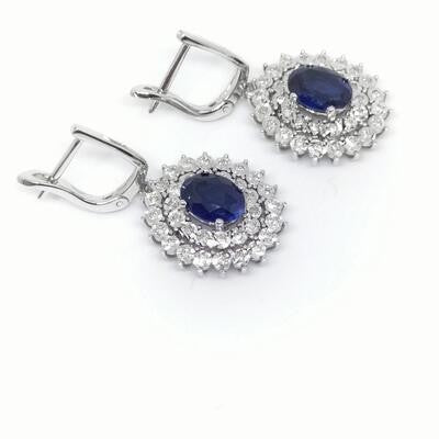 3,39 Karat Pırlantalı Safir Küpe