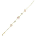 Çift Taraflı Pembe Beyaz Sedefli Altın Bileklik