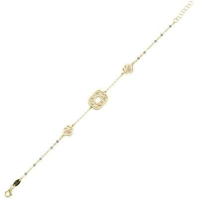 Çift Taraflı Pembe Beyaz Sedefli Altın Bileklik