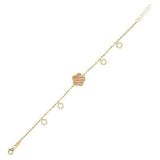 Çift Taraflı Pembe Beyaz Sedefli Kafesli Çiçek Altın Bileklik