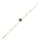 Çift Taraflı Mavi Beyaz Sedefli Kafesli Çiçek Altın Bileklik