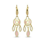White and Pink Mother-of-Pearl Dangle Gold Earrings