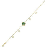 Çift Taraflı Yeşil Beyaz Sedefli Kafesli Çiçek Altın Bileklik