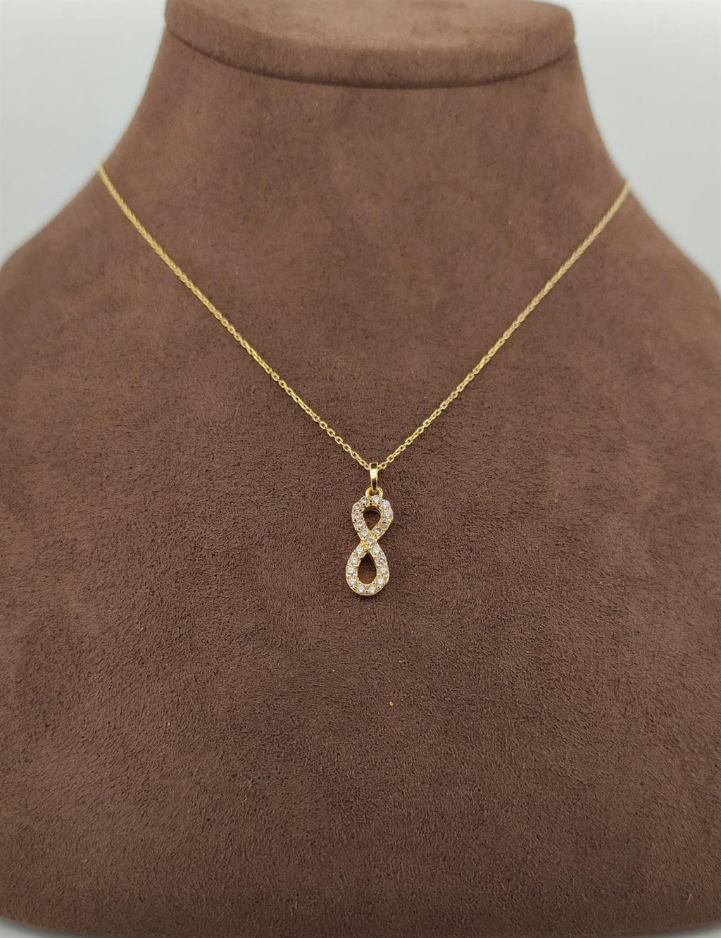 Taşlı Sonsuzluk Dikey Altın Kolye