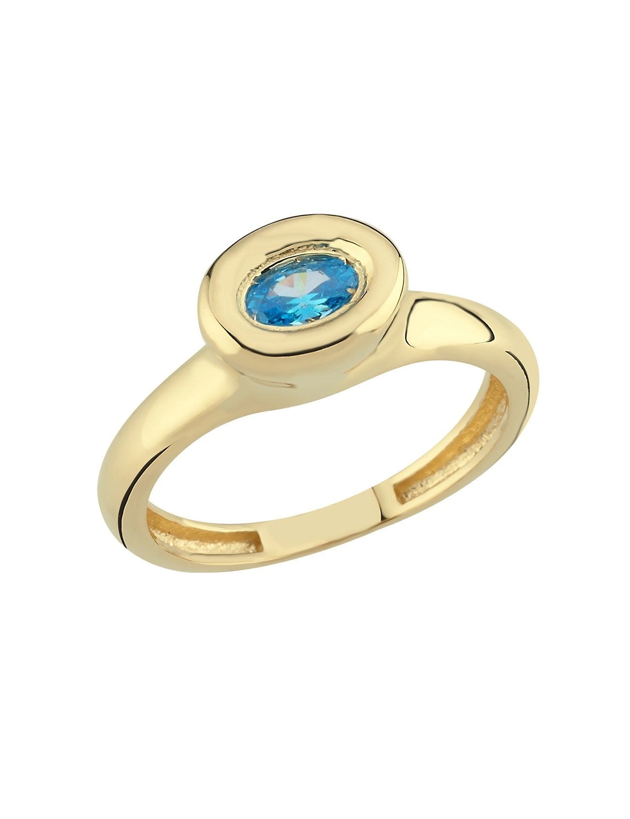 خاتم ذهبي مرصع بحجر أزرق Ürün ikincil görseli