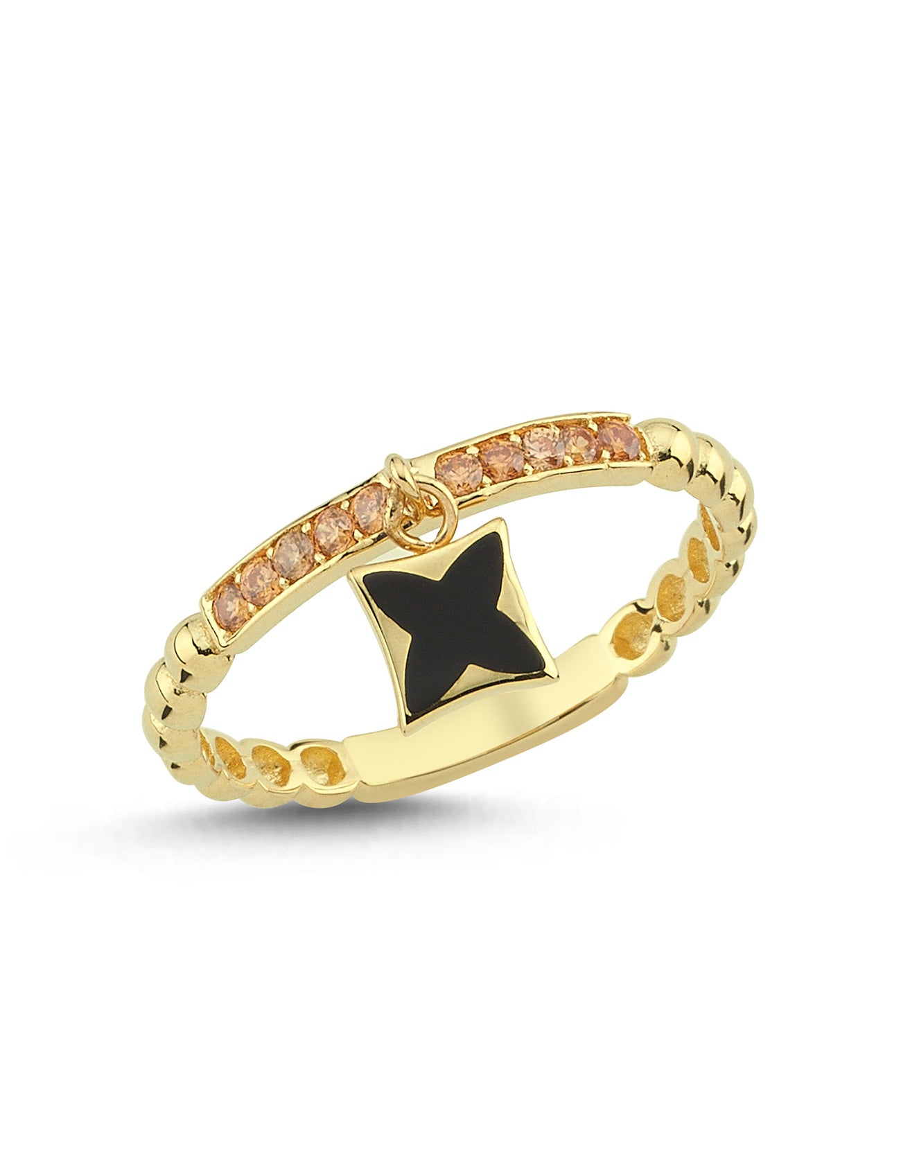 Uğurlu Pembe Yonca Altın Yüzük