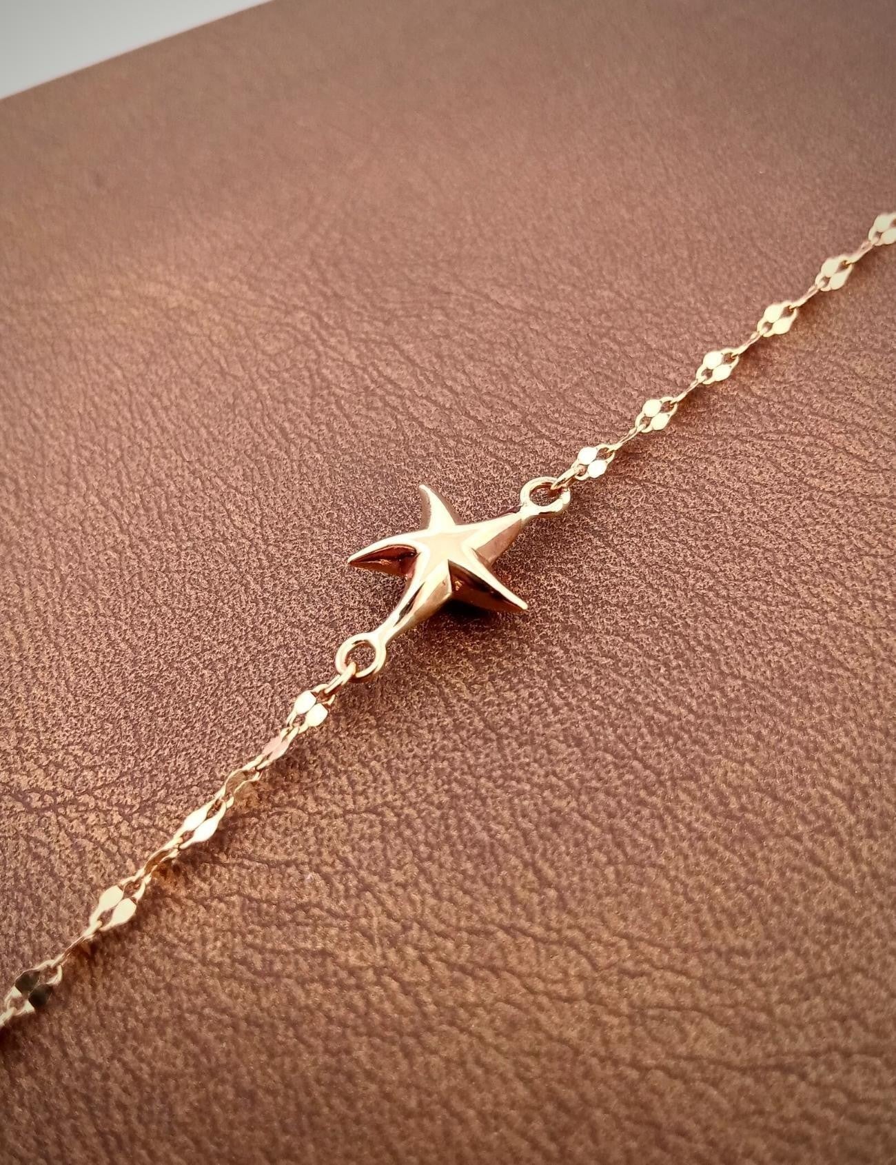 14 Ayar Altın Boomerang Denizyıldızı Bileklik