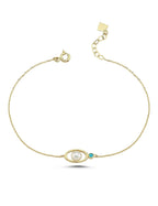 Turkuaz Renkli Taşlı İncili Bileklik