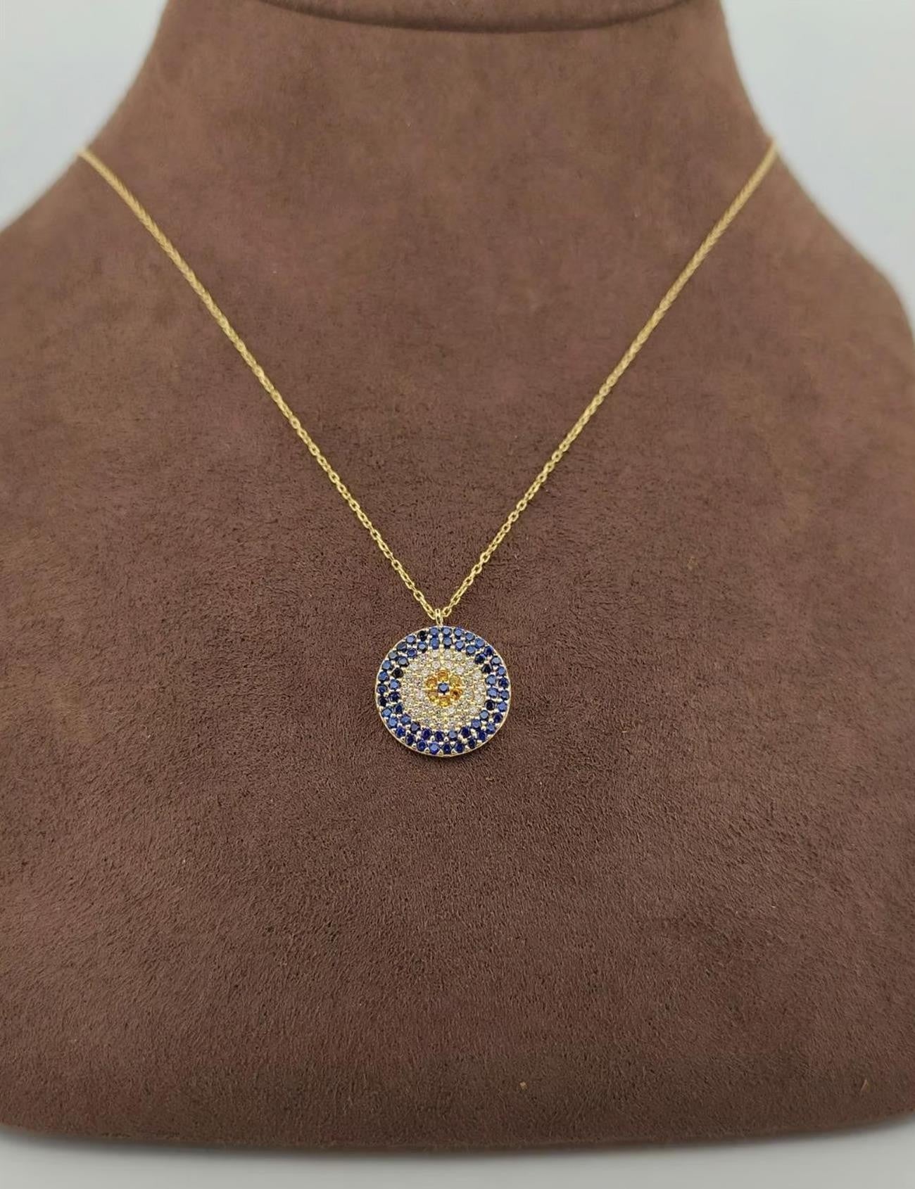 Nazar Boncuğu Taşlı Altın Kolye