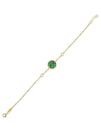 Double-Sided Green and White Mother-of-Pearl Gold Bracelet