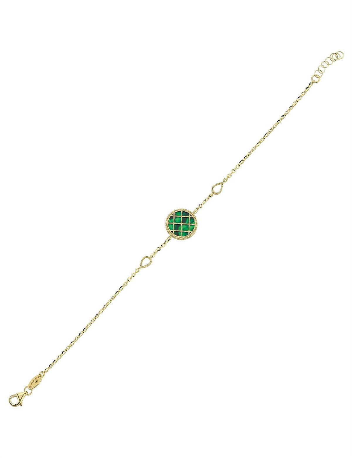 Double-Sided Green and White Mother-of-Pearl Gold Bracelet