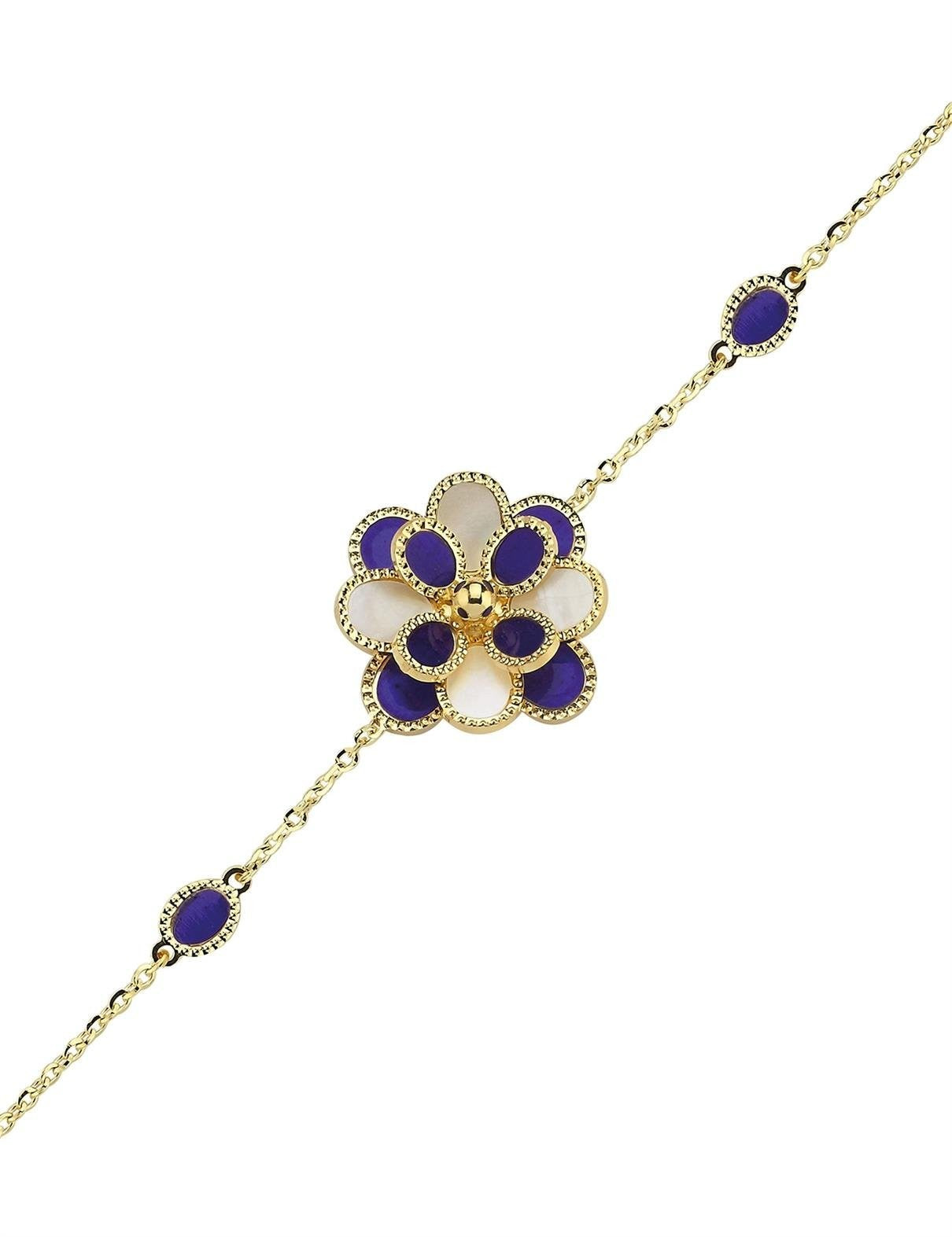 Beyaz Sedefli Mineli Altın Bileklik