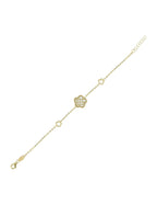 Çift Taraflı Yeşil Beyaz Sedef Kafesli Çiçek Altın Bileklik