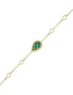 Çift Taraflı Yeşil Beyaz Sedefli Damla Altın Bileklik