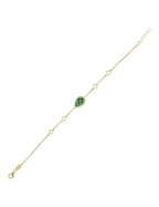 Double-Sided Green and White Mother-of-Pearl Drop Gold Bracelet